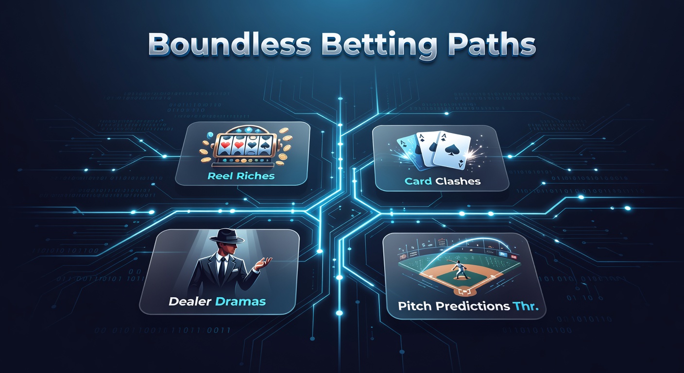 Layered graphic of loyalty pyramid connecting slot reels, card tables, live dealer streams, and sports pitch icons with wallet streams and bonus explosions linking them dynamically